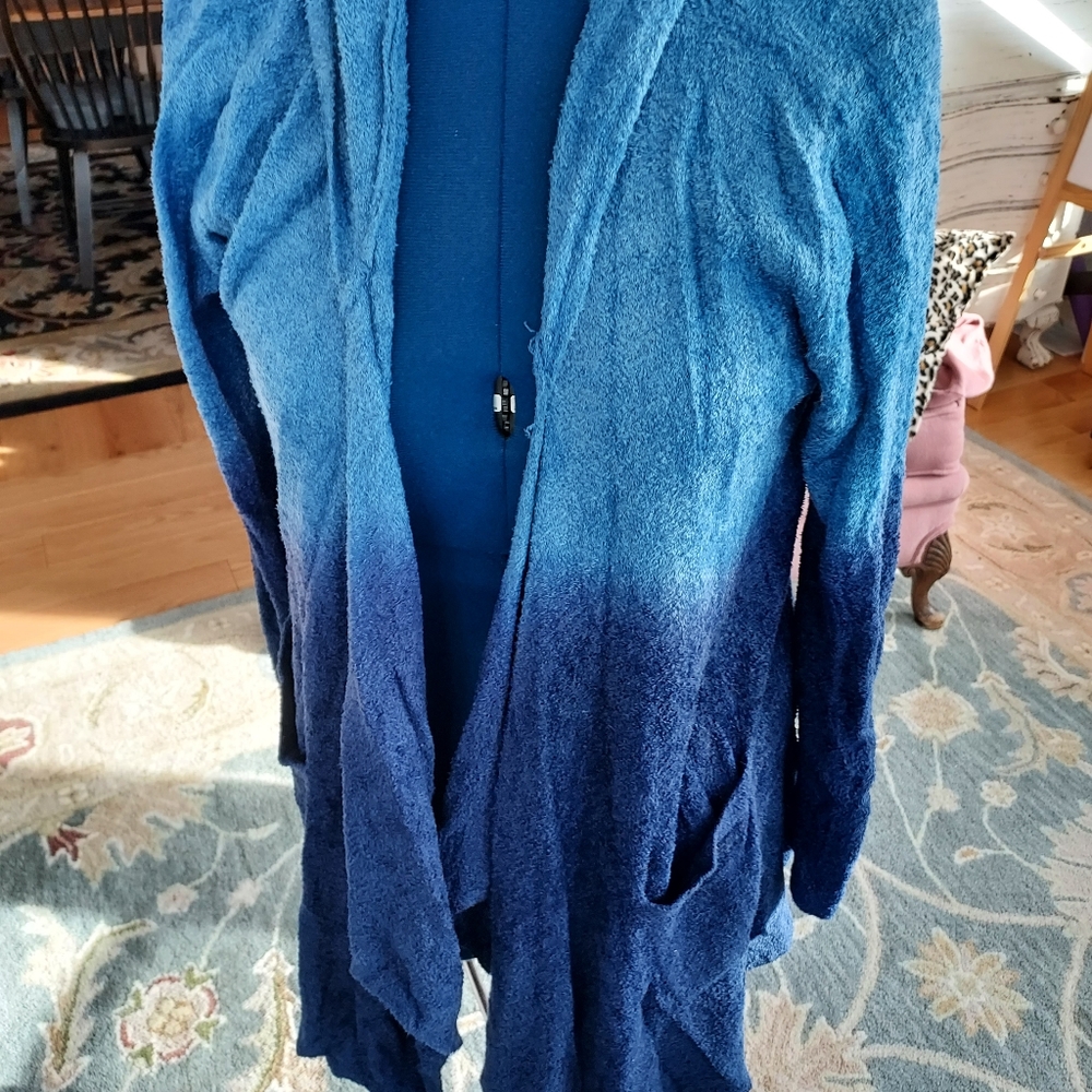 Venus ombre blue chenille sweater with hood